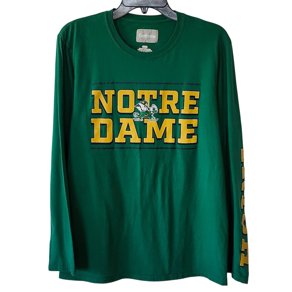 Notre Dame Fighting Irish Long Sleeve Graphic Tee‎ Shirt Youth Medium Green